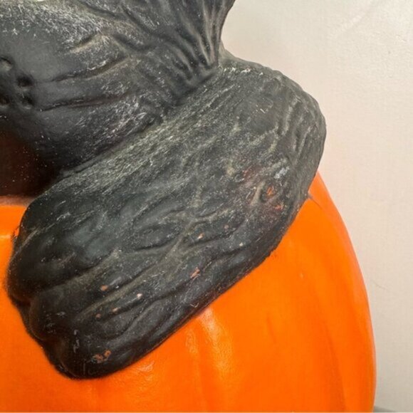 Vintage 90s Halloween Blow Mold Pumpkin Black Cat Jack-O-Lantern - Picture 13 of 15